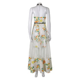 Final Fantasy VII Aerith Gainsborough White Citrus Dress Outfits Cosplay Costume